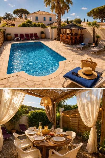 Maison Julia bord de mer - 2 Chambres - Plage de la Nartelle - Sainte Maxime - Piscine partagée - Parking - BBQ - Draps inclus, Rezerwuj Dom wakacyjny La Nartelle Mimosa Road