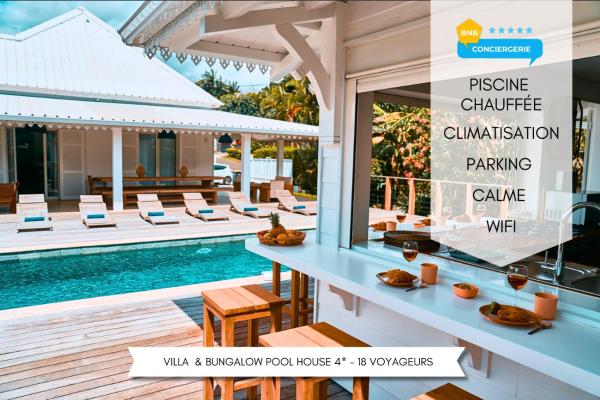 Villa Jasmin & Bungalow Pool House 4 étoiles - 18 voyageurs, Rezerwuj  Hotele w Le Tampon z Basenem, Basen